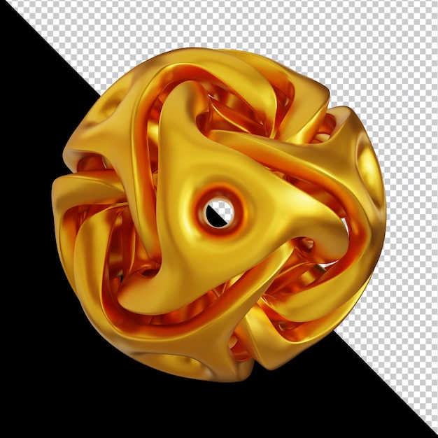 Goldene geometrische Formen in abstrakter 3D-Komposition