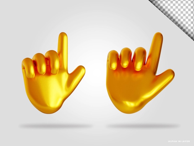 Goldene handgeste 3d-render-illustration isoliert