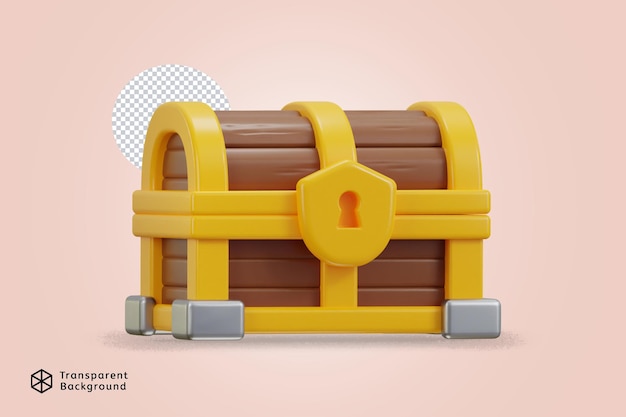 Goldene Holz geöffnete Schatzkiste 3D-Rendering-Symbol für Website oder Spiel