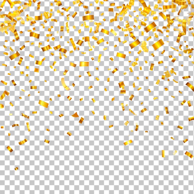 Goldene Konfetti, isoliert auf durchsichtigem Hintergrund, 3D-Rendering-Illustration
