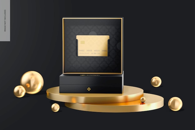 Goldene Kreditkartenboxen Mockup