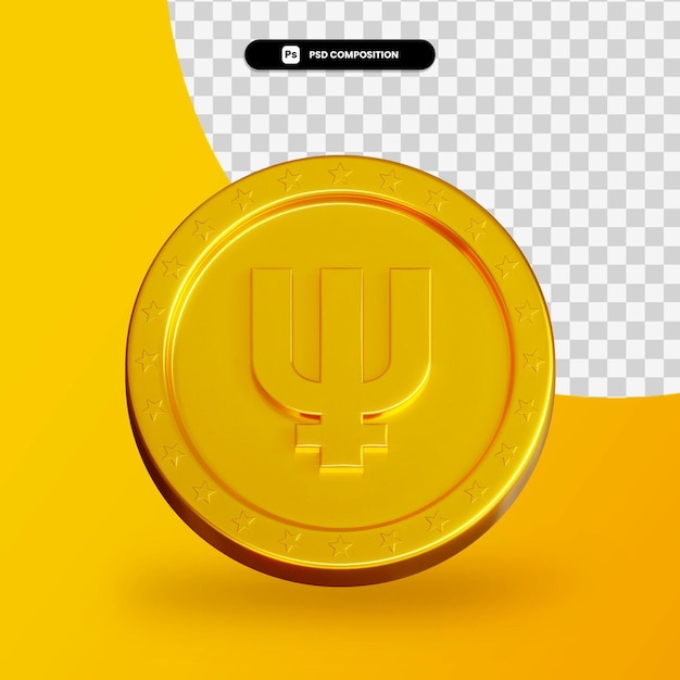 Goldene Kryptowährungsmünze 3D-Rendering isoliert