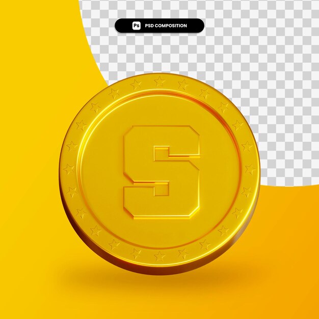 Goldene Kryptowährungsmünze 3D-Rendering isoliert