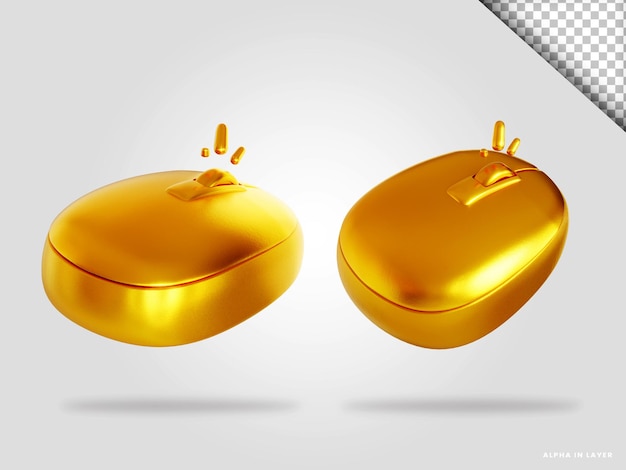 Goldene maus 3d-render-illustration isoliert