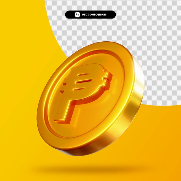 Goldene Pesomünze 3D-Rendering isoliert