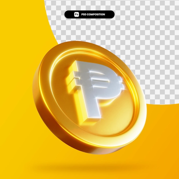 Goldene Pesomünze 3D-Rendering isoliert