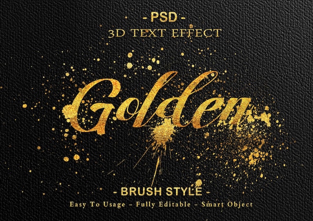 PSD goldene pinsel-texteffektschablone