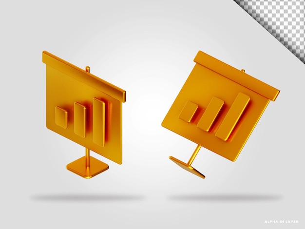 Goldene präsentation 3d-render-illustration isoliert