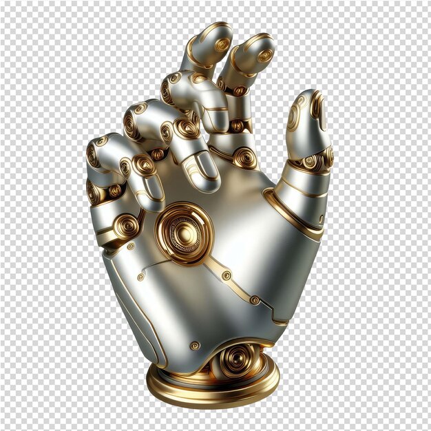 Goldene Roboterhand isoliert PNG mit durchsichtigem Hintergrund
