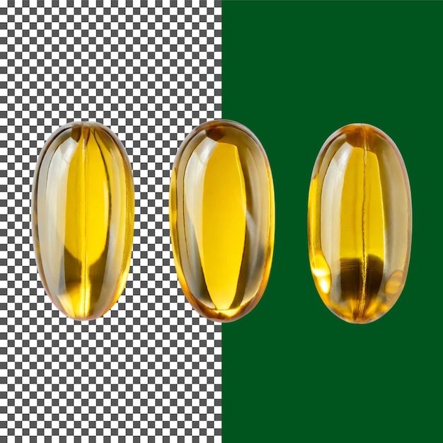 goldene Softgel-Pillen für tägliche Nahrungsergänzungsmittel auf durchsichtigem Hintergrund png psd