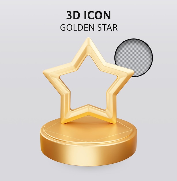 Goldene Sternbelohnung 3D-Rendering-Illustration