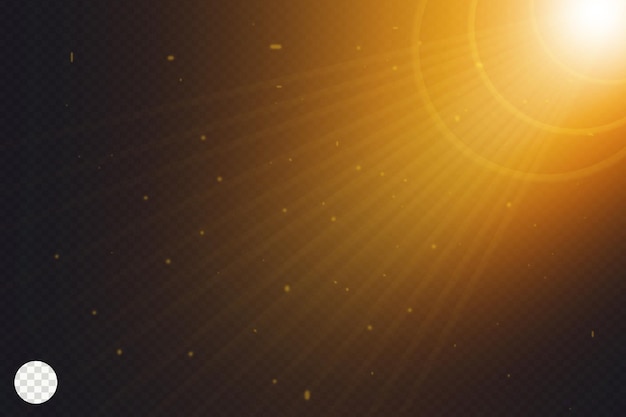 PSD goldene sunbrust linsenfackeln, die isolierte illustration mit schwarzem hintergrund beleuchten