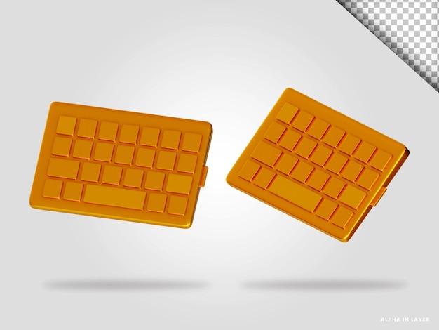 Goldene tastatur 3d-render-illustration isoliert