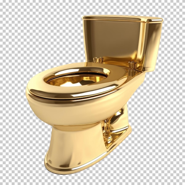 Goldene Toilettenschüssel isoliert auf transparentem Hintergrund