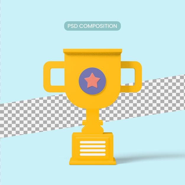 Goldene Trophäe 3D-Render-Illustration isoliert