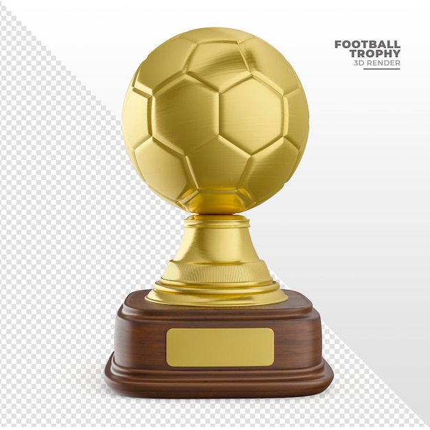 Goldene trophäe in form eines fußballs in 3d-render