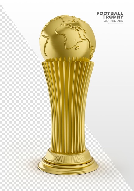 Goldene trophäe mit globus in 3d realistisch rendern