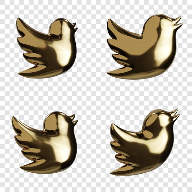 Goldene Vogel-Ikonen in einem 3D-Rendering