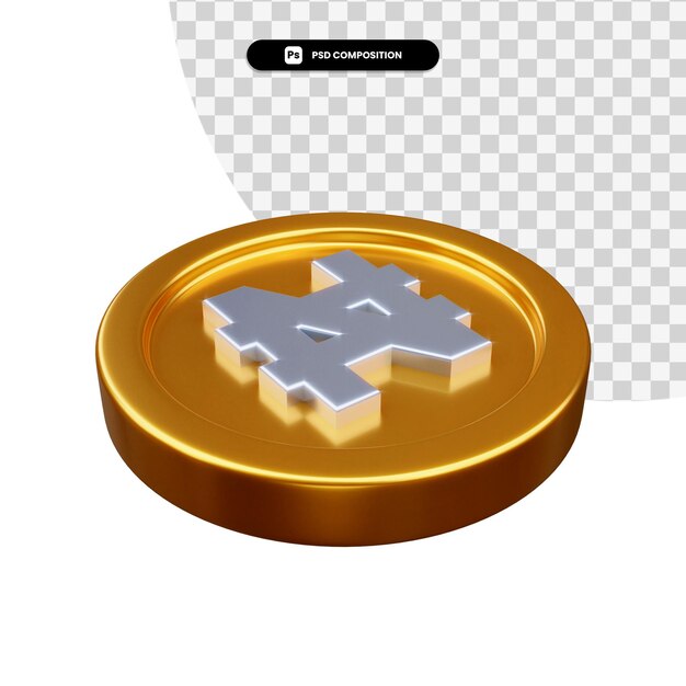 Goldene Wechselmünze 3D-Rendering isoliert