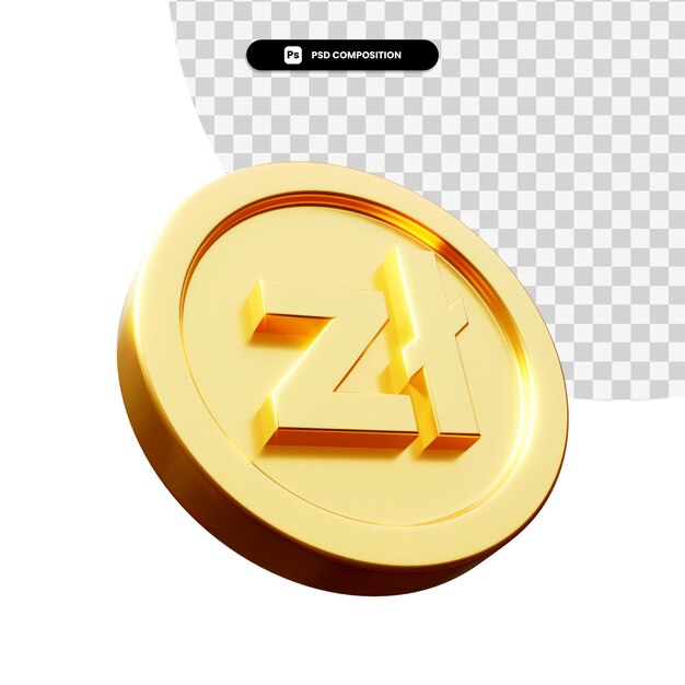 Goldene Wechselmünze 3D-Rendering isoliert