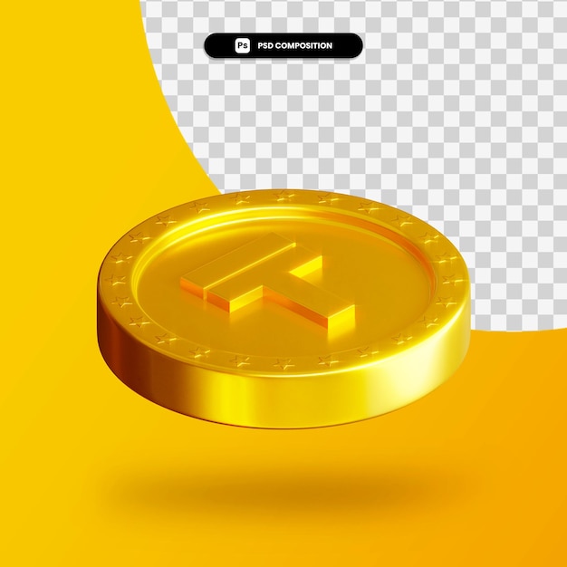 Goldene Wechselmünze 3D-Rendering isoliert