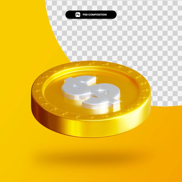 Goldene Wechselmünze 3D-Rendering isoliert
