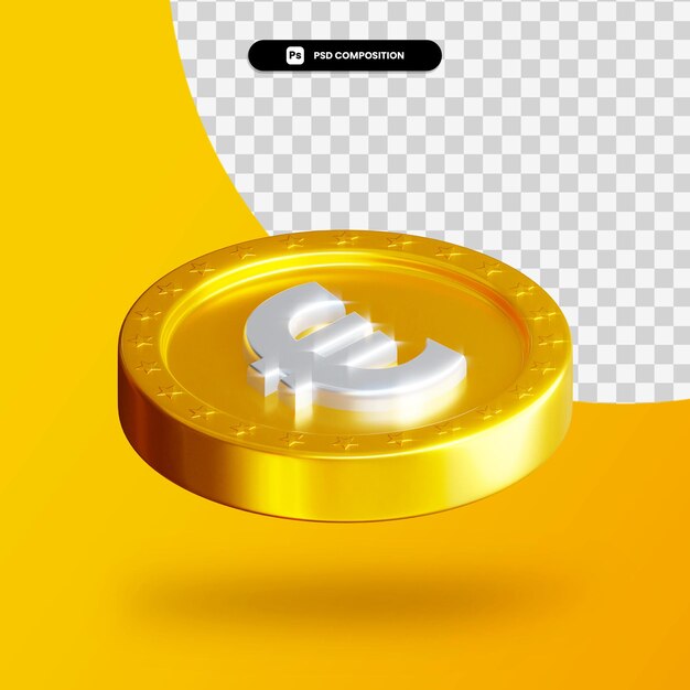 Goldene Wechselmünze 3D-Rendering isoliert