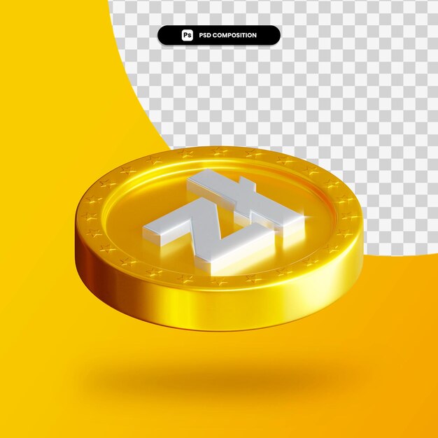 Goldene Wechselmünze 3D-Rendering isoliert