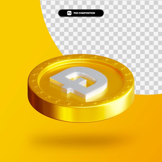 Goldene Wechselmünze 3D-Rendering isoliert