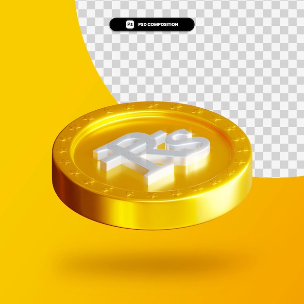 Goldene Wechselmünze 3D-Rendering isoliert