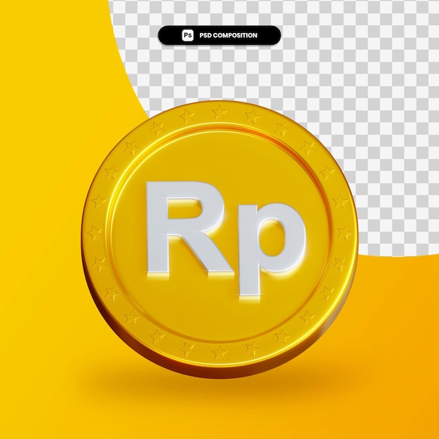 Goldene Wechselmünze 3D-Rendering isoliert