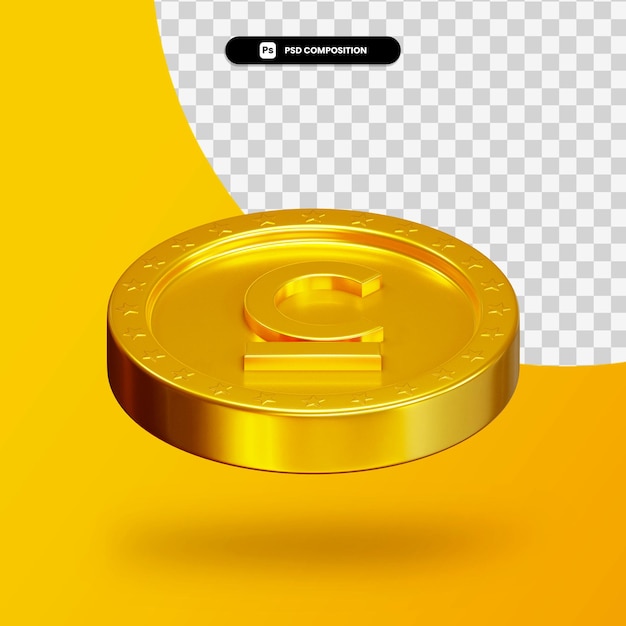 Goldene Wechselmünze 3D-Rendering isoliert