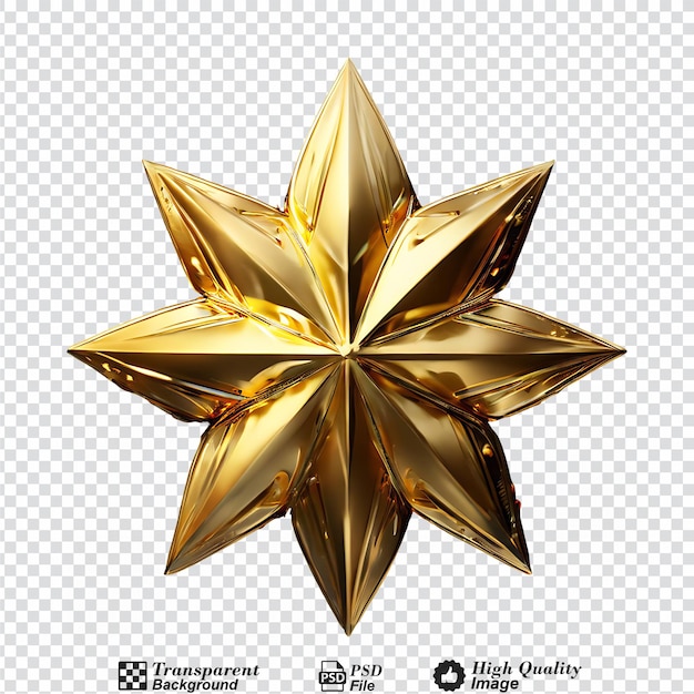 PSD goldene weihnachtssterndekoration auf durchsichtigem hintergrund