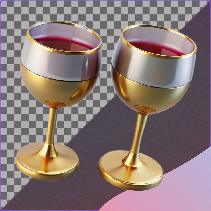PSD goldene weingläser mit rotwein