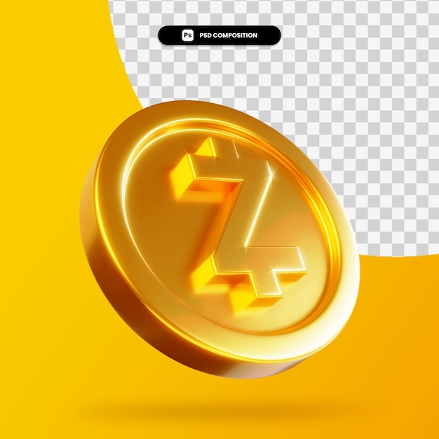 Goldene Zcoin-Münze 3D-Rendering isoliert