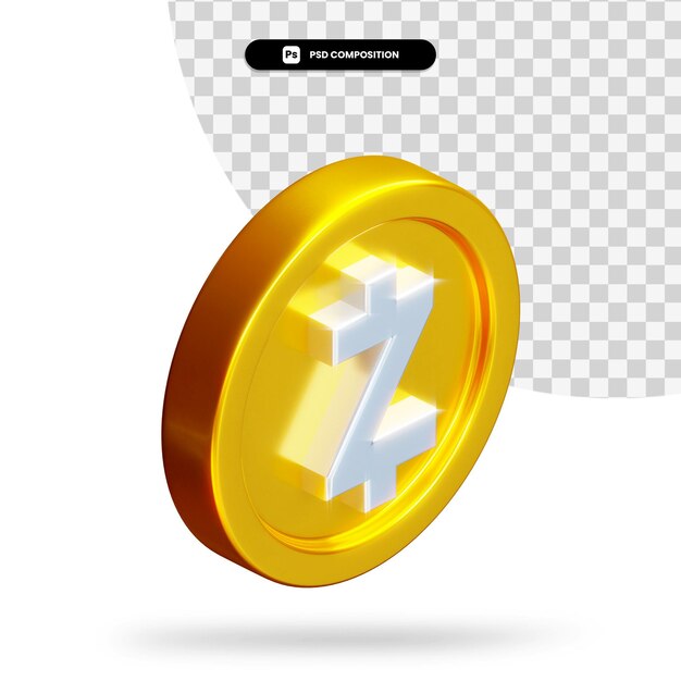 Goldene Zcoin-Münze 3D-Rendering isoliert