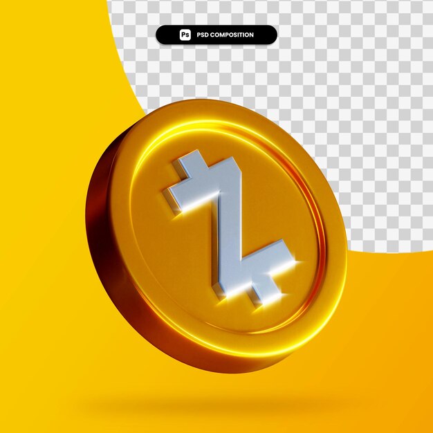 Goldene Zcoin-Münze 3D-Rendering isoliert