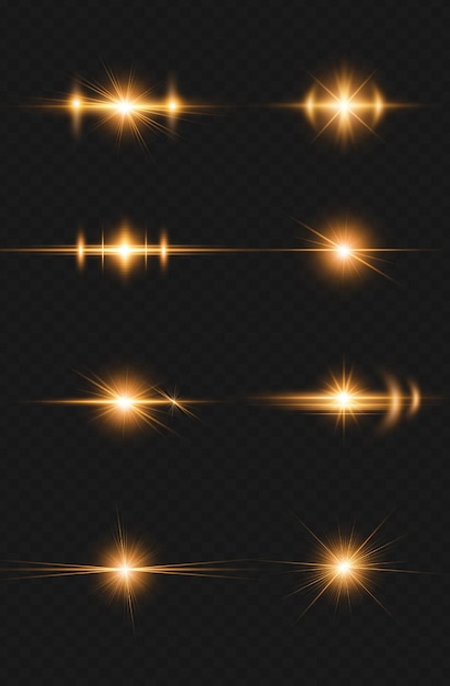 goldene Zusammenfassung der Beleuchtung von digitalem Lens Flare in schwarzem Hintergrund