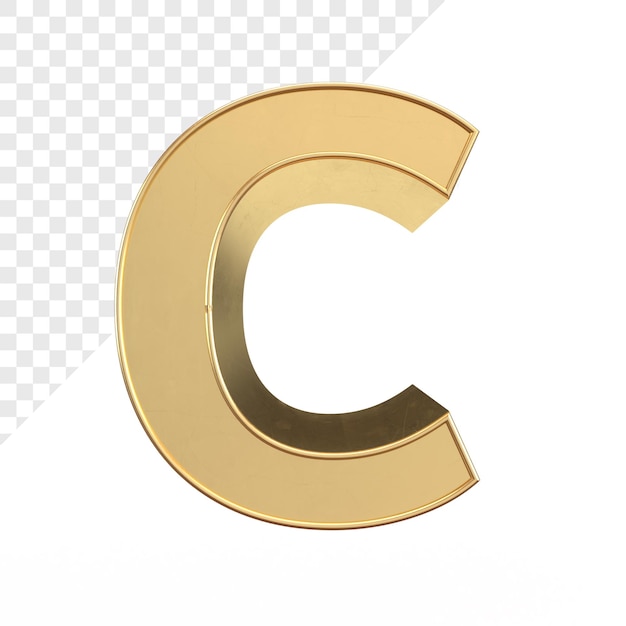 Goldener 3D-Buchstabe C