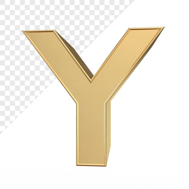 Goldener 3D-Buchstabe Y