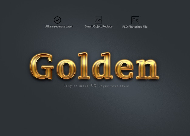 PSD goldener 3d photoshop-ebenen-texteffekt