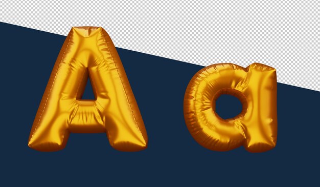 Goldener Alphabet-Ballon-Metallic-Text Float 3D-Rendering