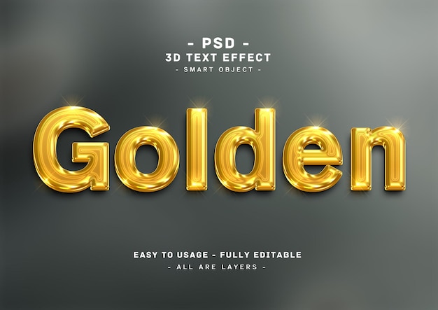 Goldener Arteffekt des Textes 3d