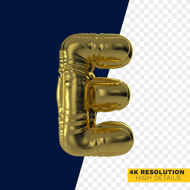 PSD goldener aufblasbarer heliumballon aus metall mit buchstabe e.