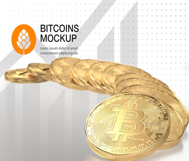 Goldener bitcoin-mockup