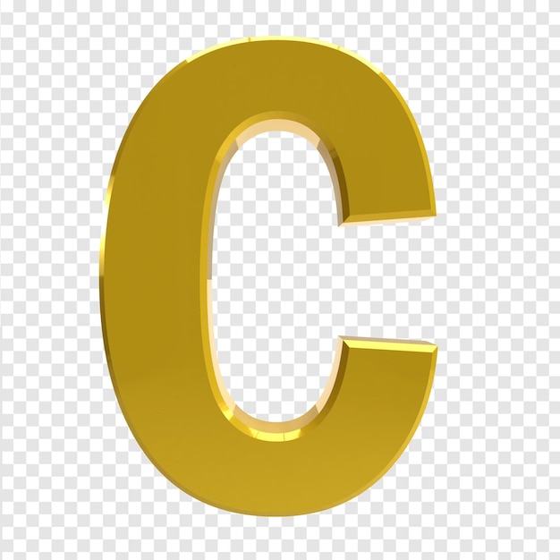 goldener Buchstabe c auf durchsichtigem Hintergrund