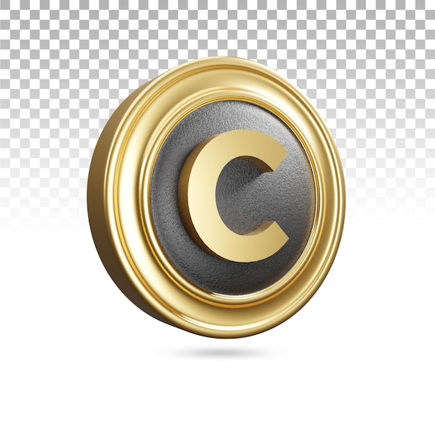 Goldener Buchstabe c Großbuchstaben in 3D-Rendering
