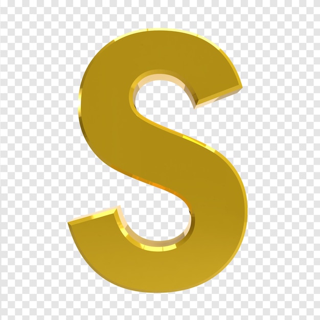goldener Buchstabe s auf durchsichtigem Hintergrund