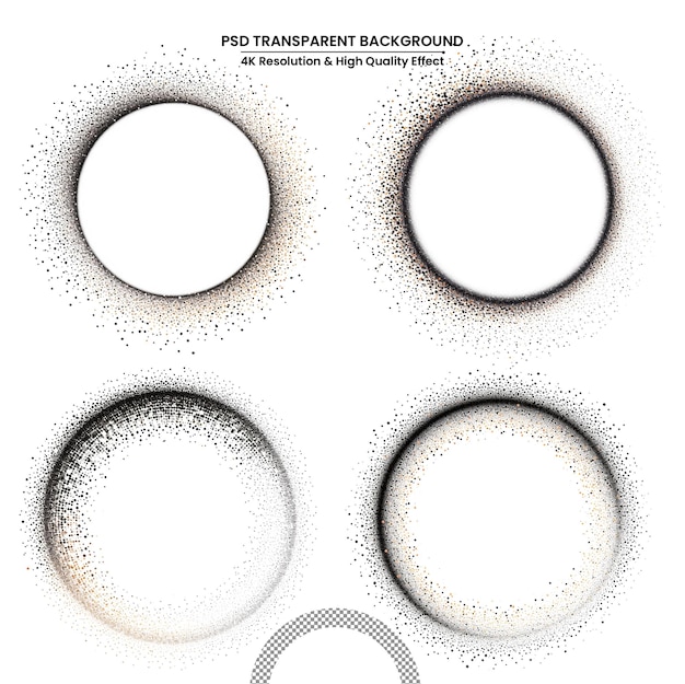 PSD goldener glitzer kreisrahmen auf weißem hintergrund