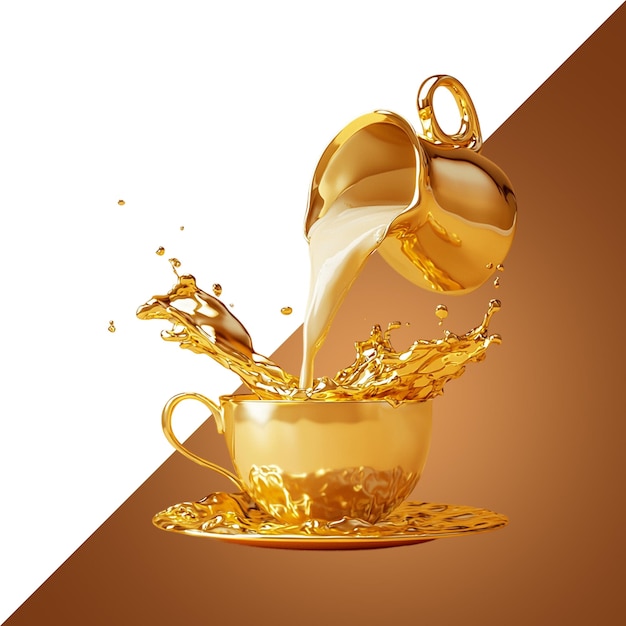 Goldener Kaffee, der mit Spritzen gegossen wird